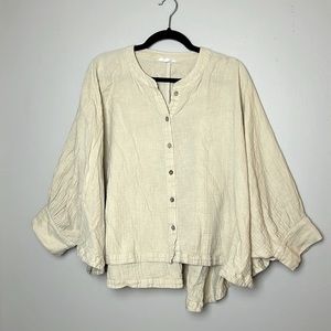 NWOT! Linen oversized batwing button-down top